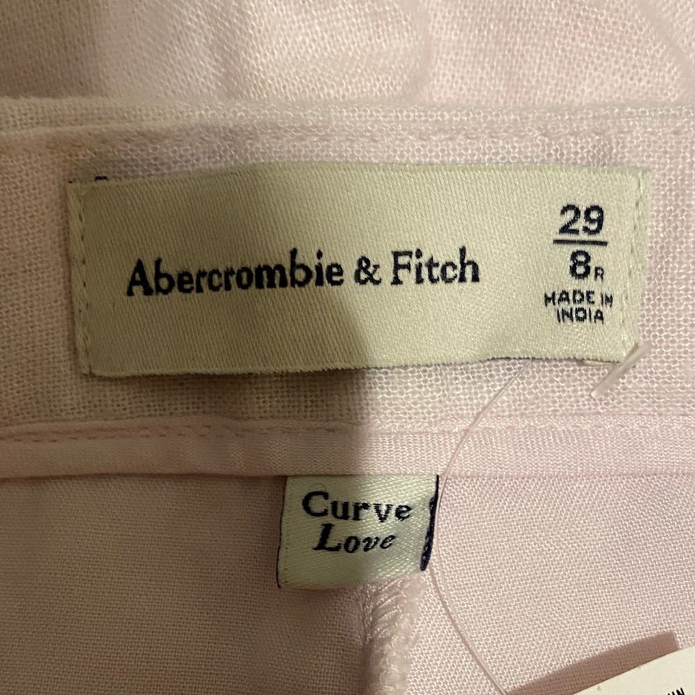Abercrombie & Fitch Light Pink Curve Love 55% Linen  Trousers